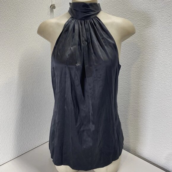 NEW RAMY BROOK Women’s Lori Silk High Neck Tank Top Blouse Black Size M - Picture 1 of 14